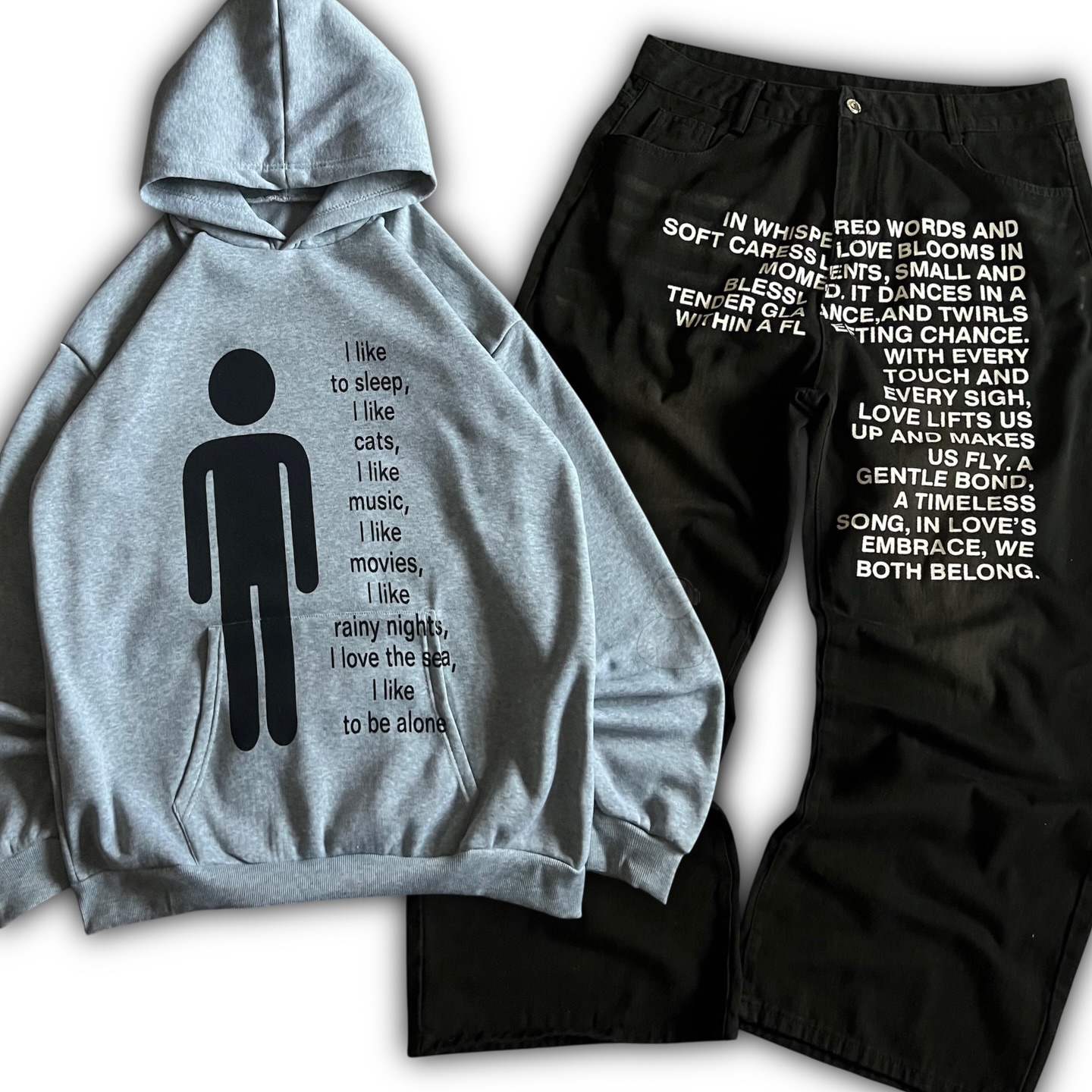 Streetwear Zipper - Conjuntos de Hoodies Masculinos com Estampa