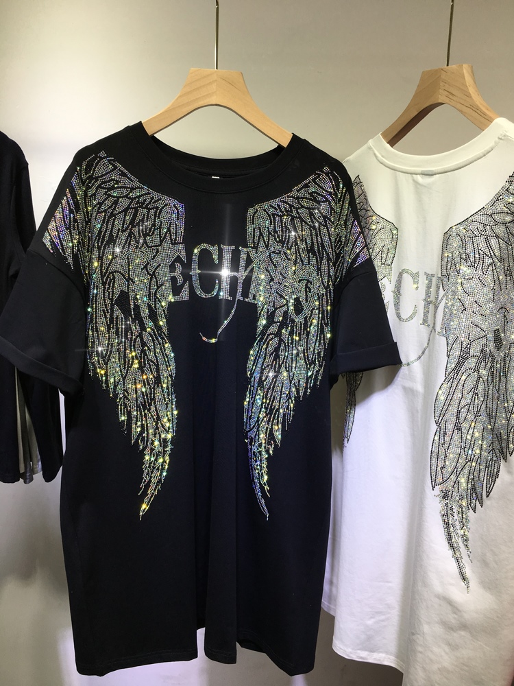 Streetwear Clothing Brand - Unisex Oversized Rhinestone Angel Wings T