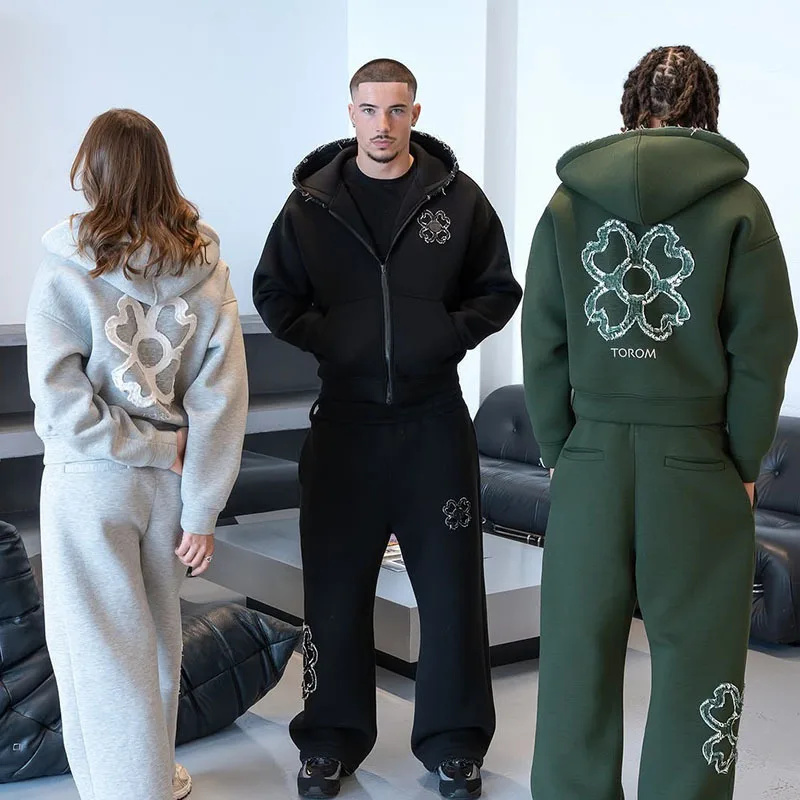 Streetwear Zipper - Conjunto de Moletom com Capuz e