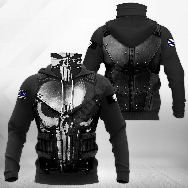 Streetwear Clothing Brand - Crânio da polícia 3d impresso hoodies