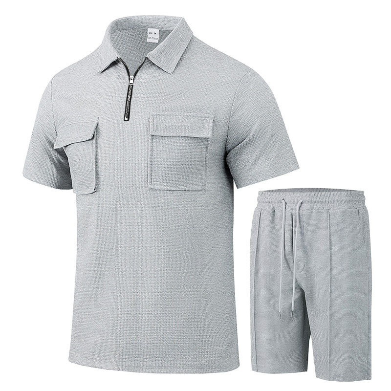 Streetwear Zipper - Conjunto de Verão Masculino Esportivo Polo
