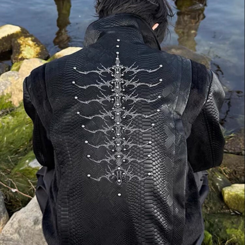 Jaqueta Masculina Preta com Es - Streetwear Zipper avaliação e preço