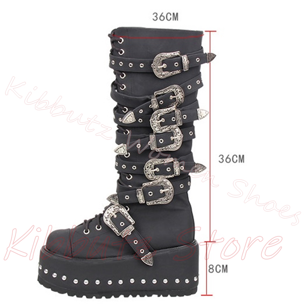 Bota Gótica de Plataforma Cano - Streetwear Zipper avaliação e preço