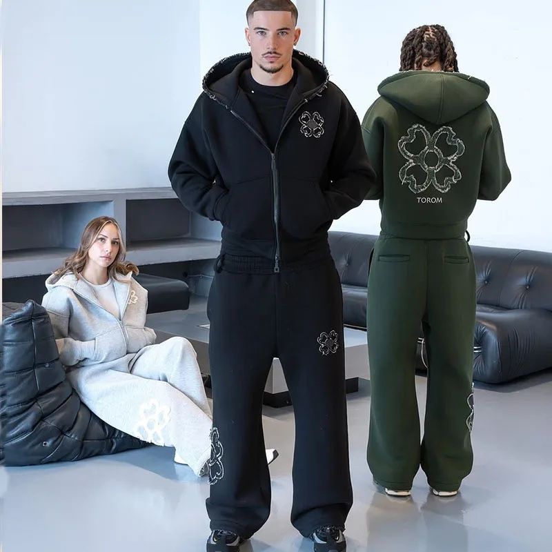 Conjunto de Moletom com Capuz  - Streetwear Zipper avaliação e preço