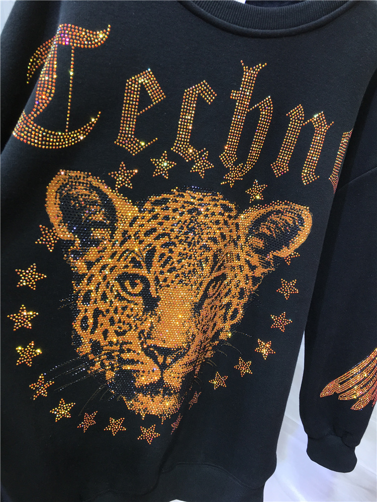 Leopardo strass L-4XL plus siz - Streetwear Clothing Brand avaliação e preço