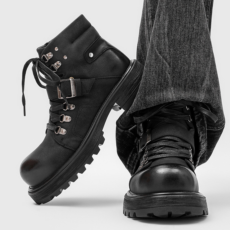 Marca masculina botas de couro - Streetwear Brand Luxury avaliação e preço
