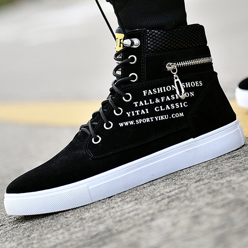 Tênis de cano alto preto mascu - Streetwear Zipper avaliação e preço