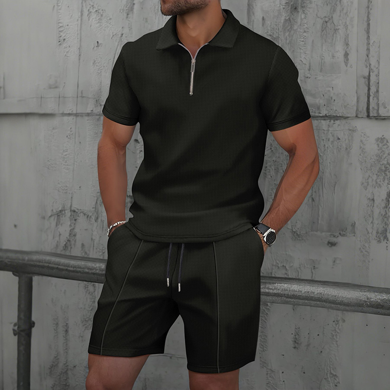 Conjunto de Verão Masculino Es - Streetwear Zipper avaliação e preço