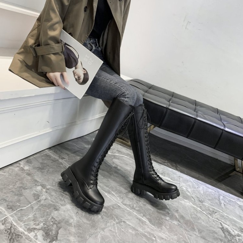 Botas Femininas de Cano Alto c - Streetwear Zipper avaliação e preço
