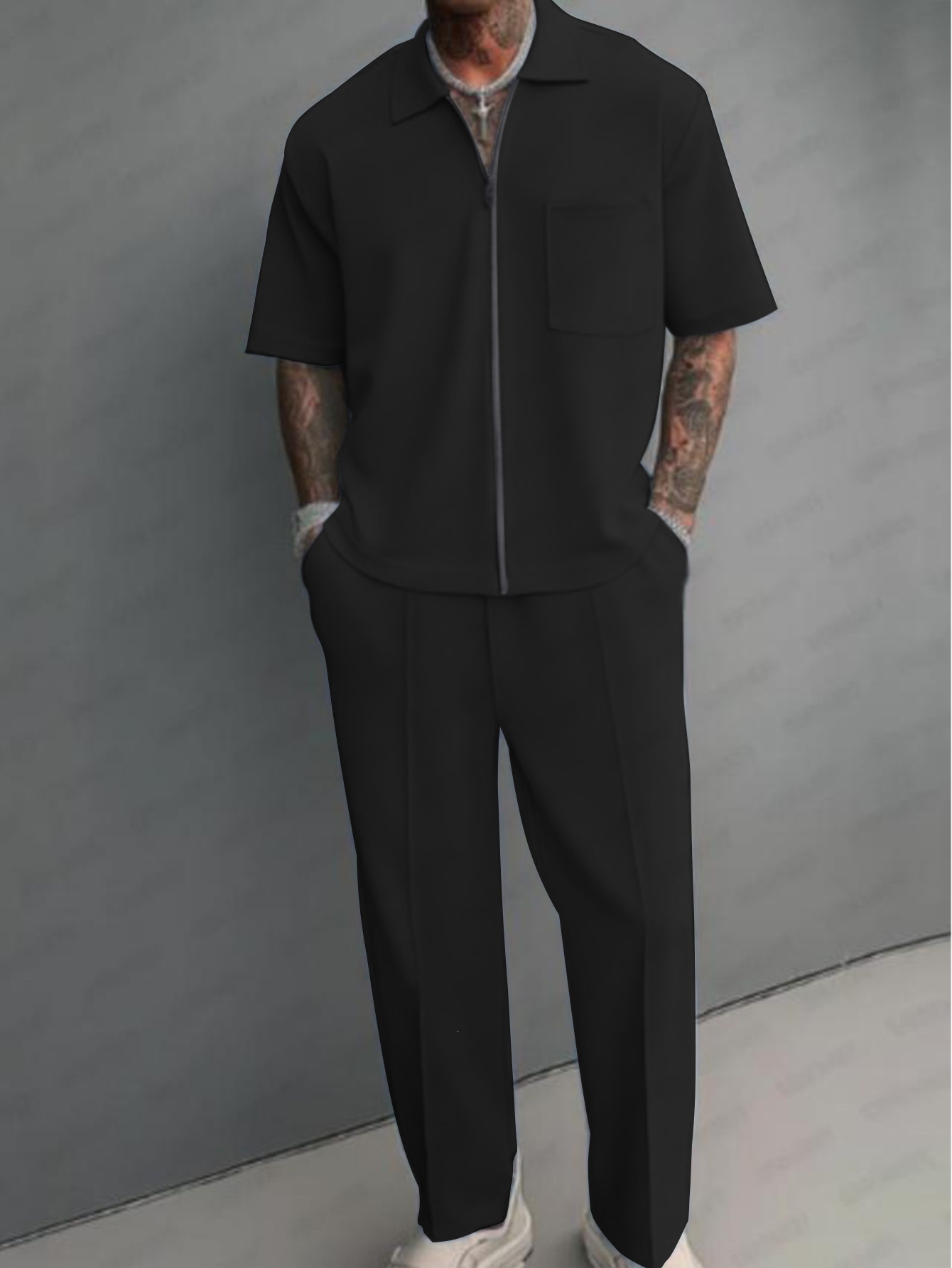 Conjuntos Masculinos de 2 Peça - Streetwear Zipper avaliação e preço